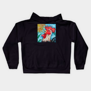 Happy Cheery Red Rooster Kids Hoodie